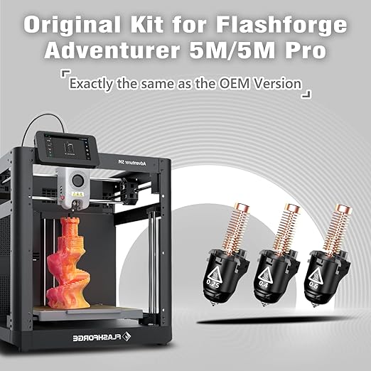 Original 3D Printer Nozzle for FLASHFORGE Adventurer 5M Hotend,3S Quick Detachable Nozzle,Up to 280℃ High Temp 32mm³/s High Flow Nozzle,Adventurer 5M Pro Nozzle（0.25mm,0.4mm,0.6mm)