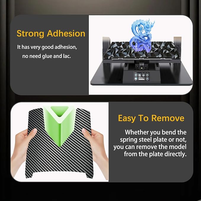 3D Printer Platform PEO PET Build Plate,Diamond PEO+Carbon Fiber PET Build Plate Flexible Spring Steel Sheet Plate for K1 Max/Ender 3 V3 Plus 310 X315mm(Without Magnetic Base).