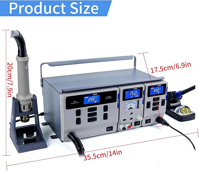 ATTEN-MS-300 3-in-1 Soldering Station, 110V Anti-Static Maintenance System, with 5 Air Nozzles, Suitable for Electronic Chip Maintenance