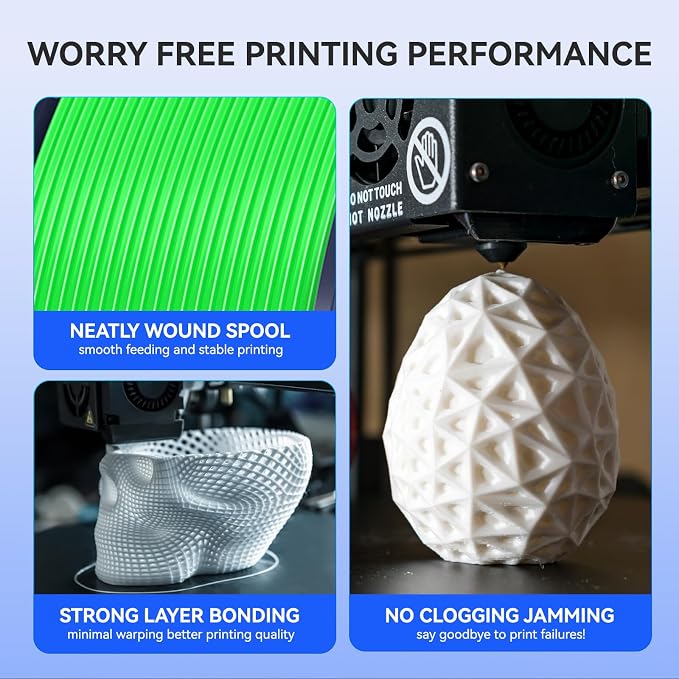 JAYO PLA 3D Printer Filament, Clear PLA Filament 1.75mm, 1.1KG Spool, Dimensional Accuracy +/- 0.02mm, Fit Most FDM Printer