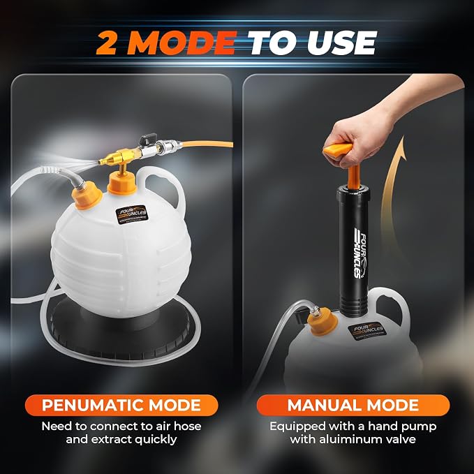 FOUR UNCLES Oil Extractor Pump - Fluid Extractor with 59" Main Hose, Three 41" Extension Tubes for Oil Change, a Hose for Brake Bleeding
