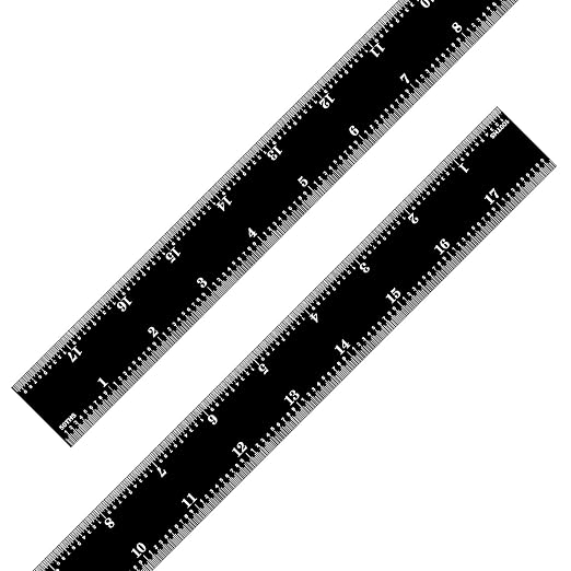 PEC Tools 18" Rigid Metal Ruler, Made from Premium Stainless Steel with Black Chrome Finish, 16R Graduation (1/32", 1/64", 1/50", 1/100"), Easy to Read Machinst Rule for Professionals, Made in USA