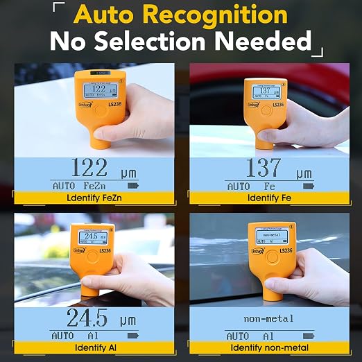 Paint Thickness Gauge for car with APP, One-Click Vehicle Report Al/Fe/Non-Metal Auto Detection, Dual Display 0–5000μm Car Paint Thickness Tester Pen(Ruby Probe)