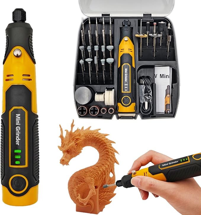 Resin Drill 3D Printed Resin Cured Sanding and Polishing Tool Kit, Mini Tepy-C Cordless Electric Rotary Sander with 58 Attachments for Drilling, Sanding and Polishing 3D Printed Resin Models