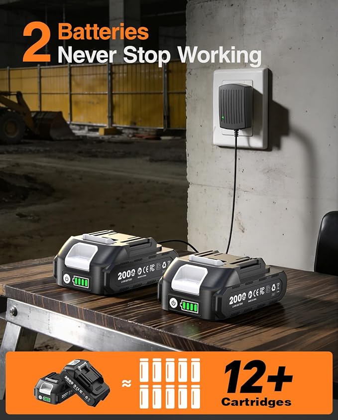 TaskStar 2-in-1 Electric Grease Gun: 10000PSI Automatic Cordless Grease Gun Battery Powered Tool Kit with 2 Batteries & Charger, 39.4" Hose and 3 Couplers for Farm, Workshop & Heavy Duty Maintenance