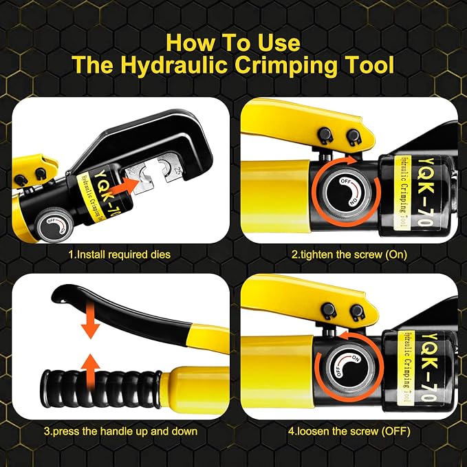 Brileine Hydraulic Crimping Tool and Cable Cutter Hydraulic Cable Lug Crimper 10 US TON 12 AWG to 00 (2/0) Electrical Terminal Cable Wire Tool Kit with 9 Die