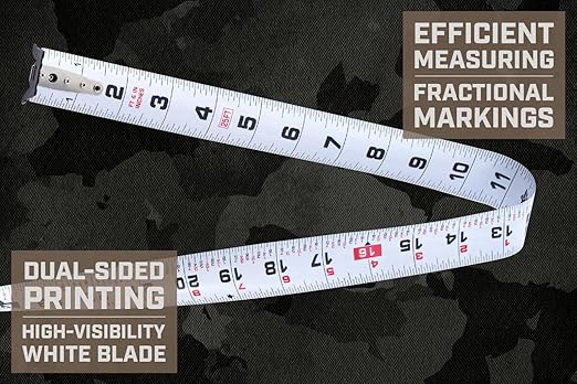 Spec Ops Tools Elite Series Tape Measure for Measuring & Layout, 1 1/4" Double-Sided Blade, Heavy Duty Military-Grade Composite Case, 25 Foot Magnetic + Fractional