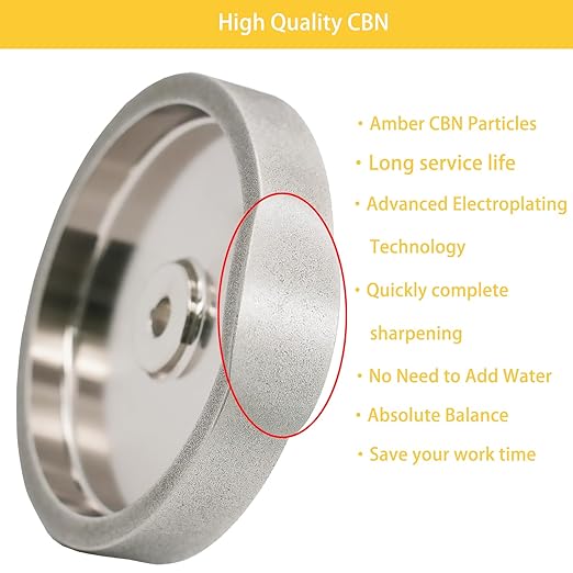CBN Grinding Wheel 6 Inch 80 Grit, 1" Wide, 1/2" Arbor, for HSS Tools, Lathe Chisels & Woodturning Tools, Fits 6-Inch Bench Grinders(80 Grit)