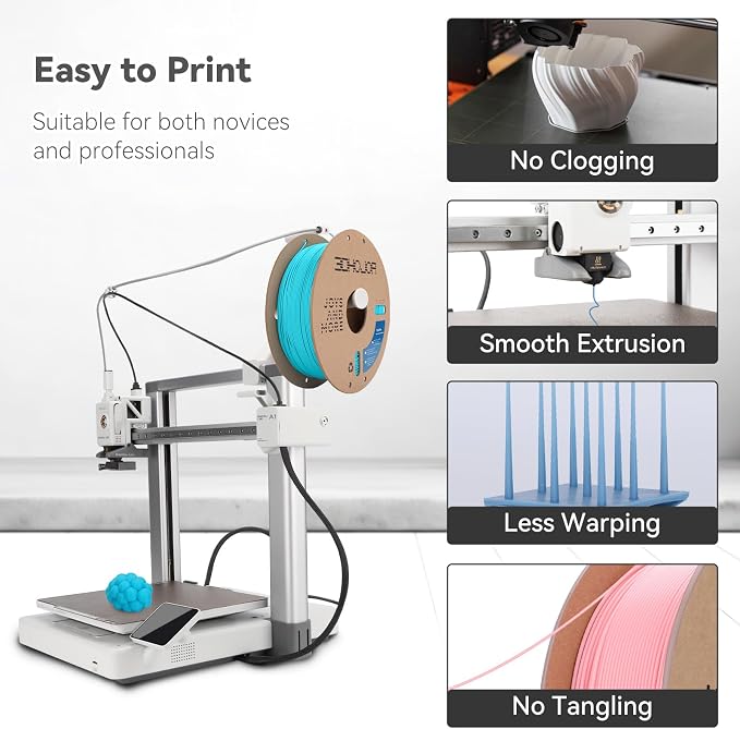 3DHoJor PLA Pro (Plus) Filament 1.75mm, 3D Printer Filament, 1kg*2 BundleCardboard Spool 3D Printing Filament, Dimensional Accuracy +/- 0.03 mm-Yellow+Light Blue