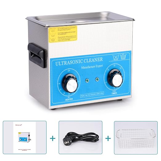 stonylab Ultrasonic Cleaning Machine, 304 Stainless Steel All-Purpose Ultrasonic Washing Device with Mechanic Control Panel of Heating and Timer for Laboratory 40kHz 110V, 3.2 L