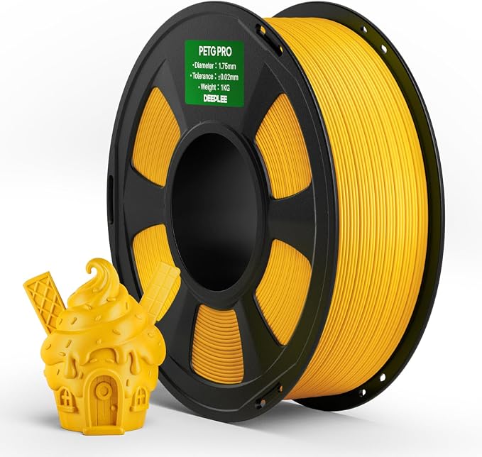 PETG PRO Filament 1.75mm Yellow 1KG, 1.75mm PETG 3D Printer Filaments Enhanced Toughness and Weather Resistance, Fit for Most FDM 3D Printers