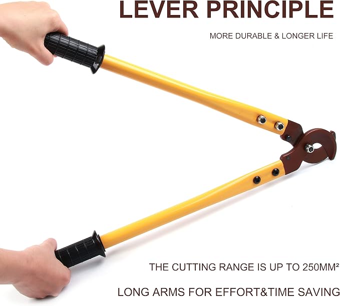 LK-250 Heavy Duty Cable Cutters, Multifunctional Labor-saving Long Arm Wire Cutter Pliers, Electrical Heavy Duty Cable Cutters for Cutting Copper and Aluminum Cable Up to 250mm²