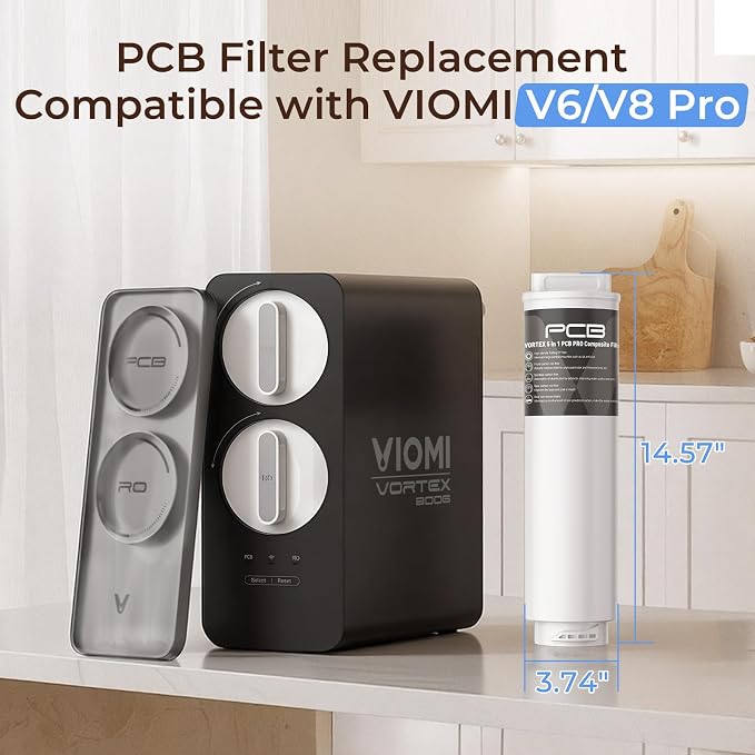 VIOMI V Pro PCB Filter, Replacement for Vortex 6 Pro & Vortex 8 Pro Water Filter System, 12-Month Lifespan, Compatible with Undersink Reverse Osmosis Water Filter - Vortex Pro Series Specifically