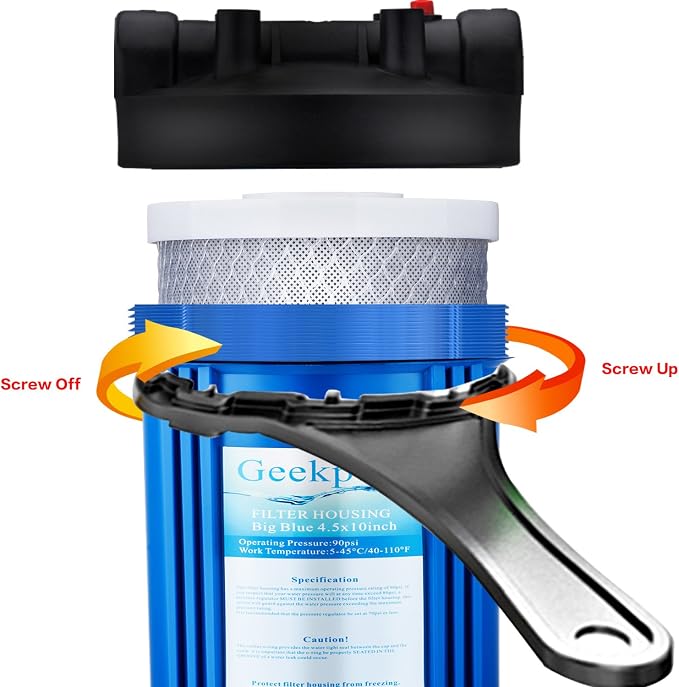 Geekpure Whole House Carbon Block Water Filter Reduce Chlorine Taste Odors- 4.5 Inch x 20 Inch -5 Micron-Pack 4