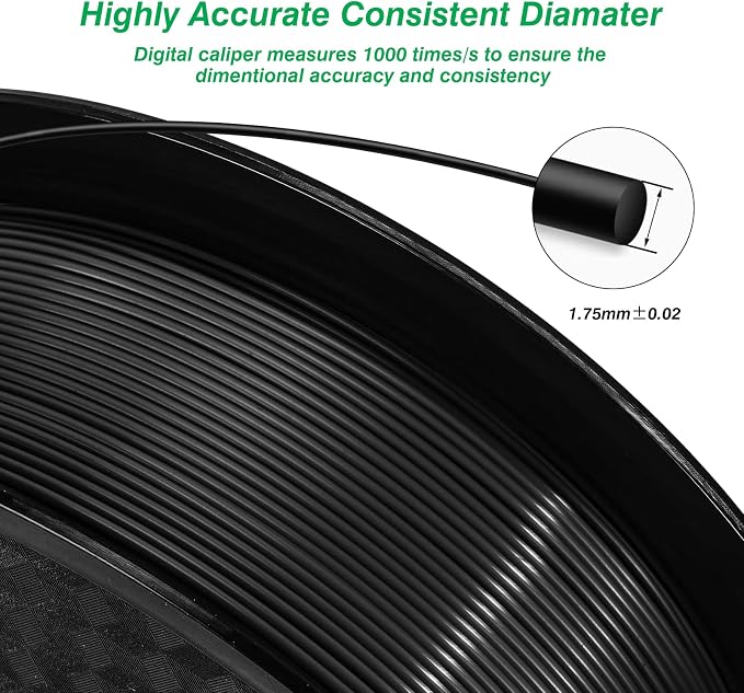 Kingroon PLA 3D Printer Filament,10 Rolls, Dimensional Accuracy +/- 0.02 mm, 10kg Spool(22lbs), 1.75 mm，Black