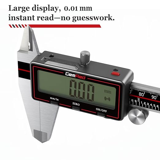 GemRed Wireless Digital Caliper, 12 inch Stainless Steel Measuring Tool with Data Output, Inch/MM Conversion, Zero Reset, Auto Off, for DlY, Woodworking, Household