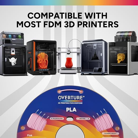 OVERTURE High Speed PLA Filament 1.75mm, Neatly Wound 3D Printer Filament 1kg Spool (2.2lbs) Rapid PLA, Dimensional Accuracy +/- 0.02 mm, Fit Most FDM 3D Printers (Yellow)