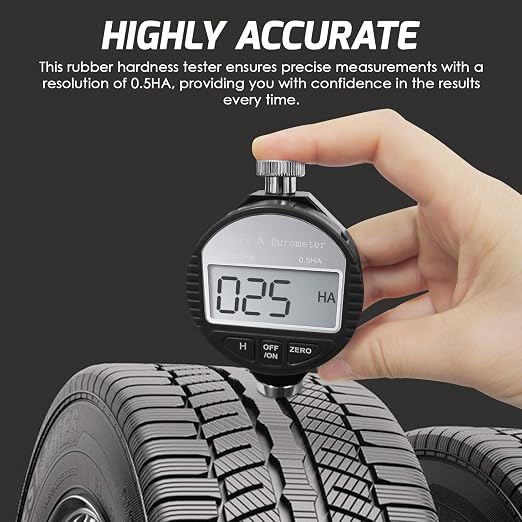 Shore A Rubber Portable Hardness Meter, Pocket Size 0-100HA Digital Hardness Durometer Meter Tester with Large LCD Display, Suitable for Rubber, Leather, Resin, Fiber, Glass, and Wax