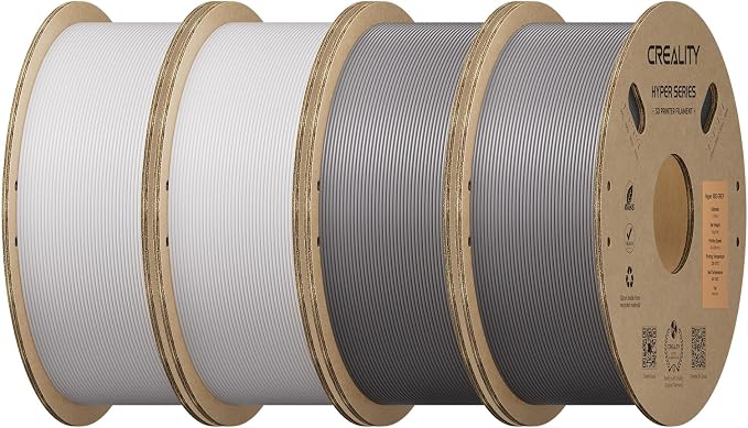 Creality Hyper ABS Filament 1.75mm 4KG, High-Temperature Resistant, High Impact Strength, Stable Printing Performance, +/- 0.05mm Accuracy（White&Grey
