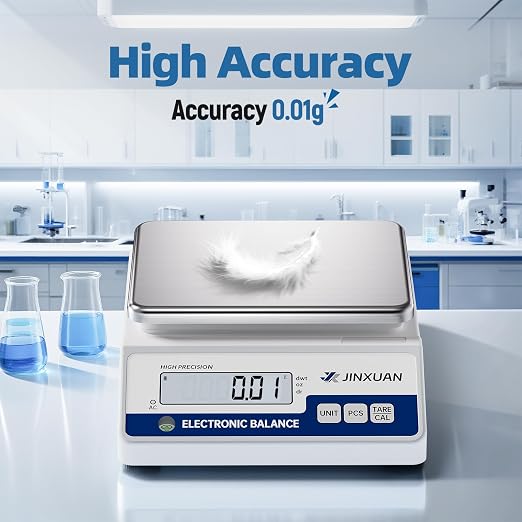 Lab Scale Gram Scale 0.01g Accuracy 1000 Gram Digital Scale Scientific Analytical Balance Scale Precision Scale for Jewelry Diamond Gold Chemistry Powder Kitchen, With 200g Weights Backlit LCD