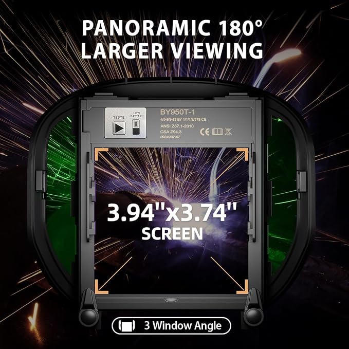ANDELI Welding Helmet - Panoramic 180° View 3.94"X3.74",True Color Auto Darkening Welding Helmet with Light, 4 Arc Sensor, 4/5-8/9-13 Type-C Charging (MONERIG-LED)