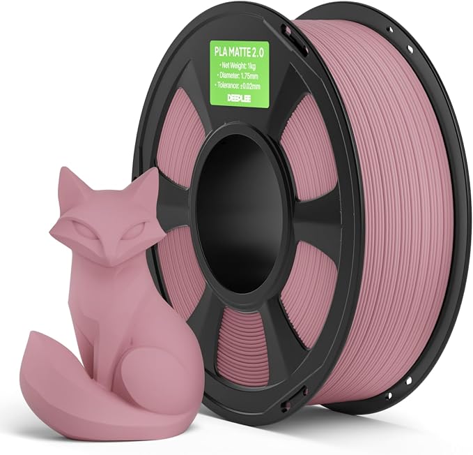 Matte PLA 2.0 Filament 1.75mm, 3D Printer Filament Dimensional Accuracy +/- 0.02mm, No Clogging, Smooth Texture, 1KG Peach Pink