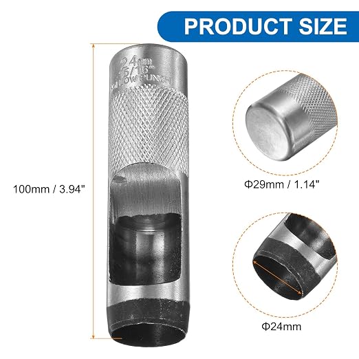 HARFINGTON Leather Round Hole Punch, 24mm Hollow Hole Puncher Cutter Carbon Steel Circle Hole Punching Cutting Tool for Belt/DIY Leather Craft