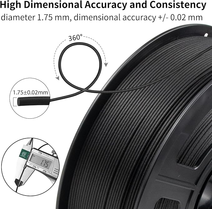 IEMAI PA12 Carbon Fiber Nylon Filament 1.75mm Matte Black 1KG, Low Moisture PA12-CF 3D Printer Filament with Dimensional Stability, High Tough & Strength, Chemical Resistant
