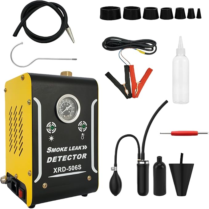 Automotive Smoke Machine with Built-in Air Pump Air Pump and Pressure Gauge–12V DC EVAP Smoke Machine for Cars, Motorcycles,Trucks,Boats & ATVs,New