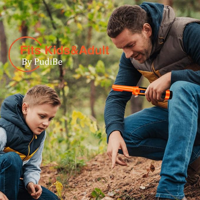 LCD Display Fully Waterproof Pinpoint Metal Detector Pinpointer - (Three Mode) 360°Search Treasure Pinpointing Finder Probe with Belt Holster Accessories for Adults and Kids,Hs10 Orange Color