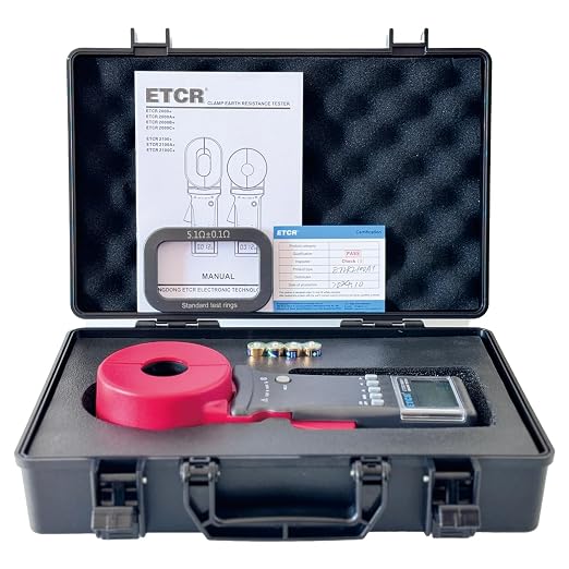 ETCR2100A+ Digital Clamp Ground Earth Resistance Meter Tester 200Ω | Non-contact clamp-on design enables fast loop resistance measurement without disconnecting ground wires, with Φ32mm jaw