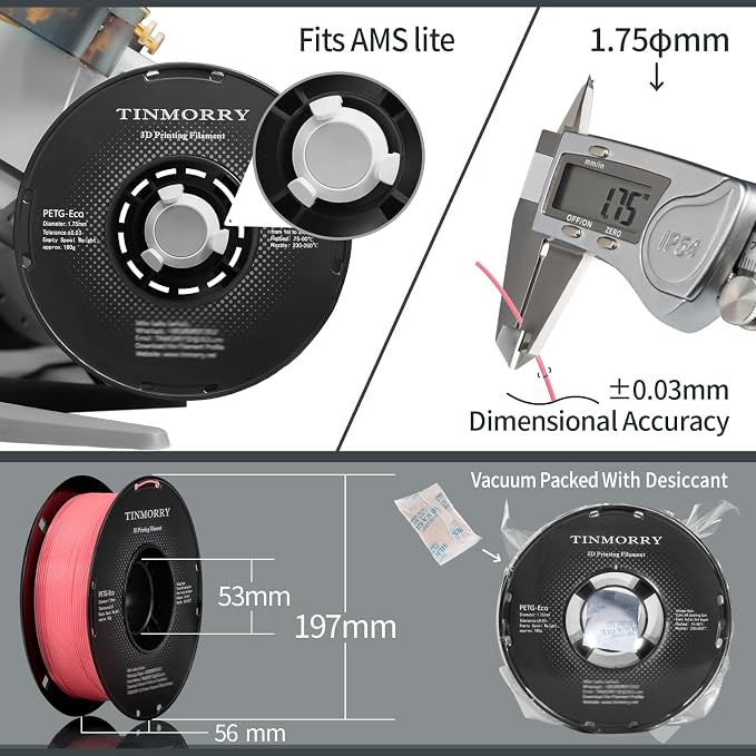 TINMORRY PETG Filament 1.75, Rapid PETG-Eco 3D Printer Filament, Compatible with Most FDM 3D Printers, 1 KG 1 Spool, Pink