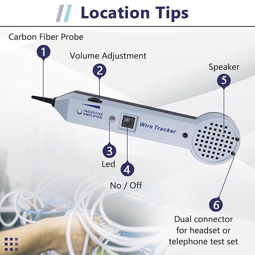 Tone Generator kit, Wire Tracer Circuit Tester, 200EP High Accuracy Wire Tester Kit, Wires Tone Tracer, Multi-Tone Cable Test Kits with Inductive Amplifier for Network Cables Collation