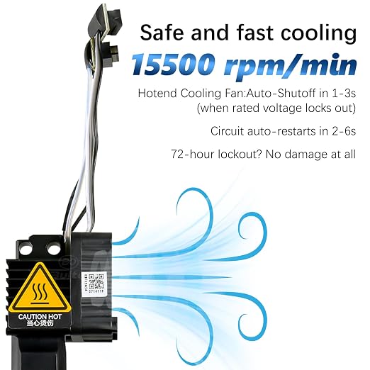 Original Bamboo Lab P1 Hotend Assembly Complete with Hardened Steel 0.4mm Nozzle,Ceramic Heater, Thermistor, Cooling Fan,Silicone Sock for P1S P1P 3D Printer Extruder Heating Block Replacement