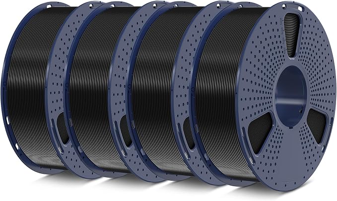 SUNLU PETG Filament 1.75mm 4KG Bundle (4x1kg Black),Good Layer Adhesion,Weather-Resistant & High Impact for Outdoor Parts and Mechanical Gears, Less Stringing, Dimensional Accuracy +/- 0.02mm.