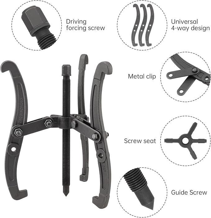ChgImposs 14 Inch 2 Jaw / 3 Jaw Gear Puller, Multifunction Standard Carbon Steel Bearing Puller with 4 Single Hole Claw Pullers for Car/Mechanical Repairing