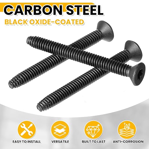 Blulu 400 Pcs 1/4-20 x 2-1/2" Self-Tapping Trailer Deck Screws Flat Head Trailer Deck Screws, Star Drive T-30, Black Floorboard Thread Cutting Screw Fasteners for Wood to Metal