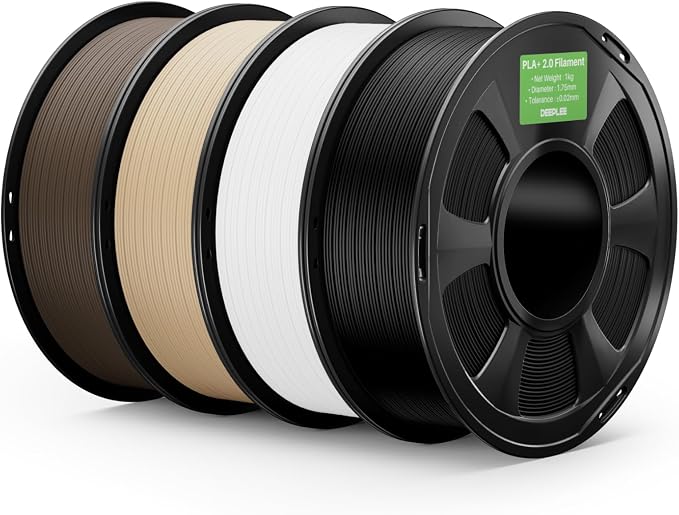 PLA+ 2.0 Filament 1.75mm, 3D Printer Filament, Upgrade PLA Plus 3D Printer Filament, High Speed PLA+ Filament for Most FDM 3D Printer, Black White Beige & Brown 4kg