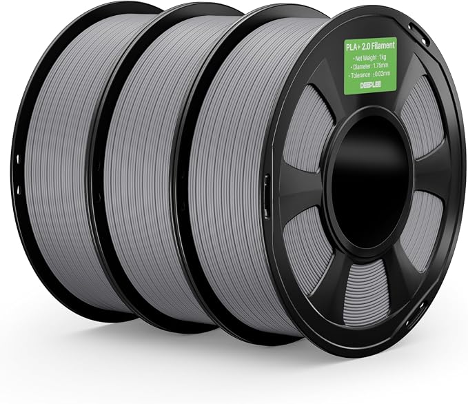 PLA+ 2.0 Filament 1.75mm, Stronger Toughness 3D Printer Filament, Grey 3KG, Upgrade PLA Plus 3D Printer Filament, High Speed PLA+ Filament for Most FDM 3D Drucker