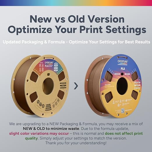 OVERTURE PLA Filament 1.75mm, Neatly Wound 3D Printer Filament 1kg Spool (2.2lbs), Dimensional Accuracy +/- 0.02 mm, Fit Most FDM 3D Printers (Chocolate)