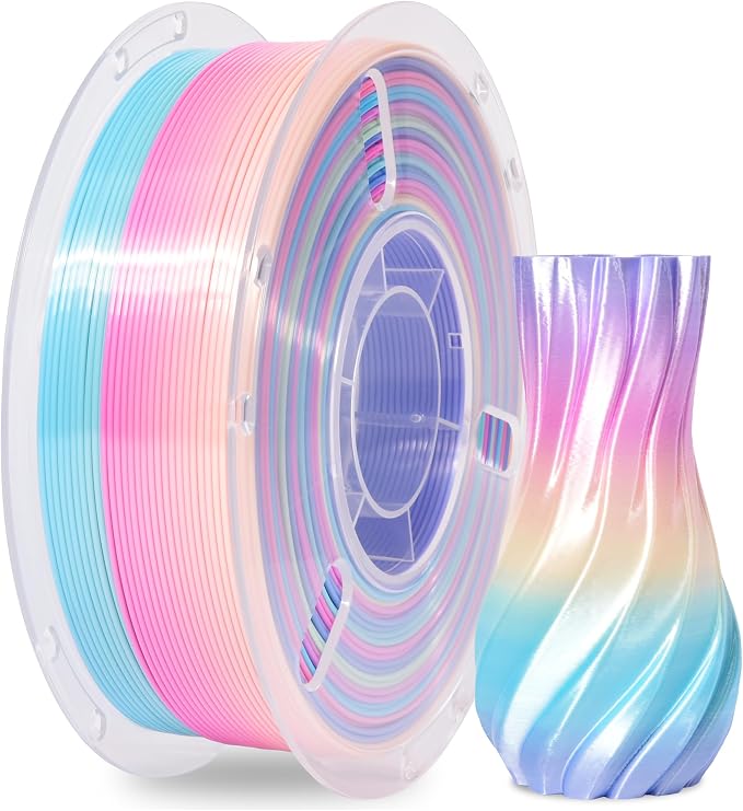 RAMBERY Rainbow Silk PLA 3D Printer Filament Shiny Fast Color Change PLA Filament Neatly Wound 3D Printing Filament, 1.75mm 1kg(2.2lb)