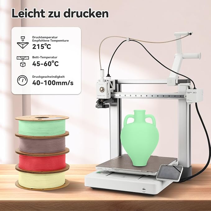 3DHoJor Matte PLA 3D Printer Filament Bundle,10KG PLA Matte Filament 1.75mm, 3D Filament Multicolor, 1KG Spool, 10 Pack,Black+White+Grey+Blue+Light Khaki+Pink+Yellow+Fire Engine red+Brown+Mint Green