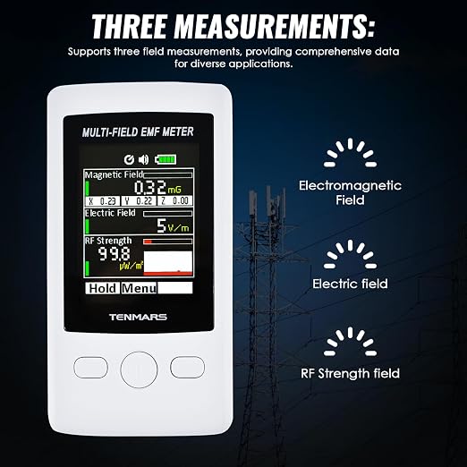 EMF Detector Multi-Field EMF Meter Pocket 2000mG Electromagnetic Electric Meter RF Field Strength Tester with Warning Indicator EMF Meter RF Gauss Meter for Home Office Industrial Site