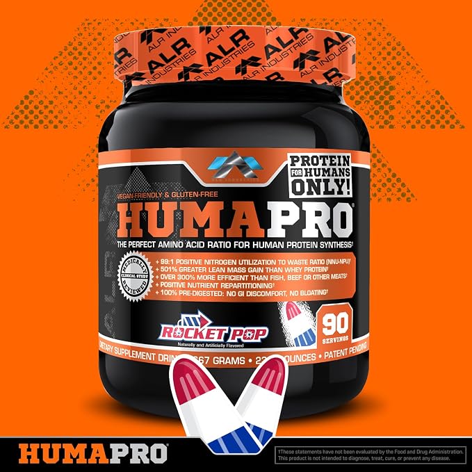 ALR Industries HumaPro Essential Amino Acid Formula | EAA Protein Supplement | Supports Muscle Recovery & Performance | Vegan, Gluten Free | | 90 Servings (Rocket Pop)