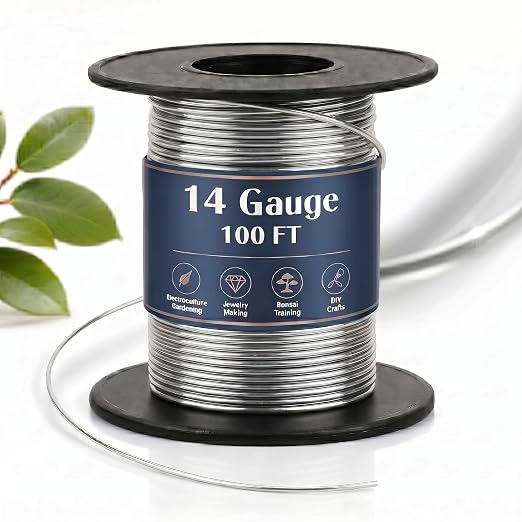 Therwen 100ft 14 Gauge Stainless Steel Wire for Gardening, Electroculture, Bonsai, Jewelry Making Beading DIY Craft Pure Bare Stainless Steel Wire Spool