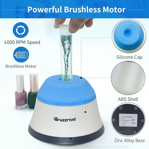 Vortex Mixer 4000rpm, Mini Paint Mixer for Paints,Nail Polish,Tattoo Ink,Eyelash Adhesives and Acrylic Paints Mixing,Vortex Shaker with Touch Function for Test Tubes