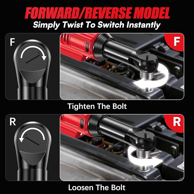 3/8 Cordless Ratchet Wrench Set, 60FT-LBS Extended Electric Ratchet with 400RPM Variable Speed, 21v Power Ratchet with 2x2.0Ah Battery, 7 Sockets, 1/4 Adaptor, 3"Extension Bar