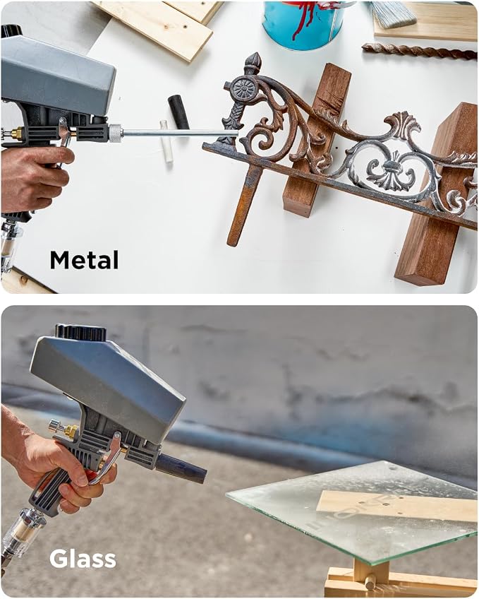 Inokraft Leak-Proof Portable Sand Blaster Gun Kit with Oil-Water Separator & Extension Nozzle,Mini Sandblaster for Rust & Paint Removal, Compatible with Aluminum Oxide, Sand, Walnut Shell & Soda