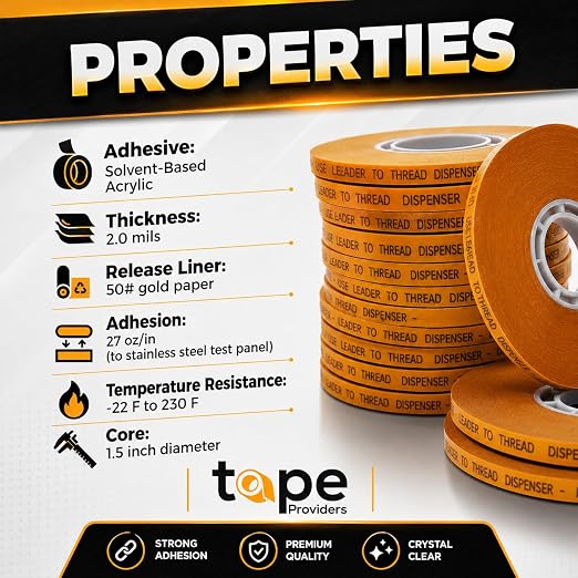 WOD General Purpose ATG Tape, 3/4 inch x 36 yds. (Set of 48 Rolls) Adhesive Transfer Tape Glider Refill Rolls Clear Adhesive on Gold Liner (Acid Free) RWATG20