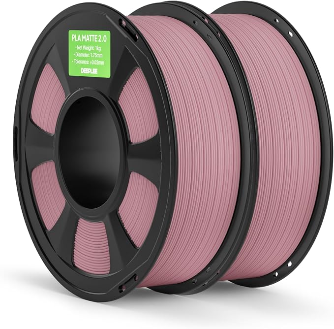 Matte PLA 2.0 Filament 1.75mm, 3D Printer Filament Dimensional Accuracy +/- 0.02mm, No Clogging, Smooth Texture, 2KG Peach Pink
